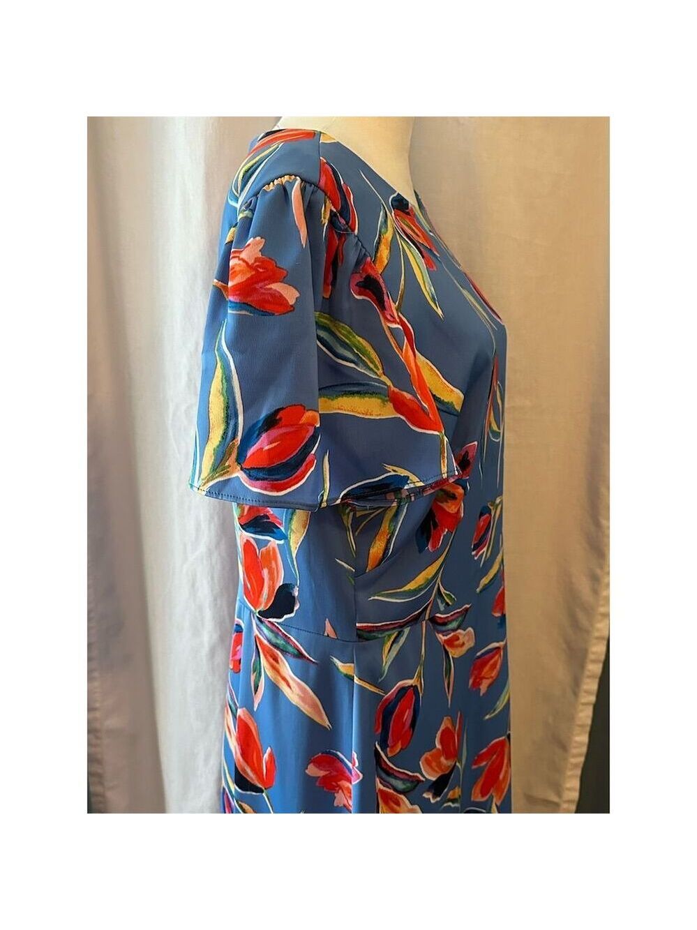 Maggy London Women's Floral Midi Dress Size 14 Multicolor Casual - Picture 3 of 7